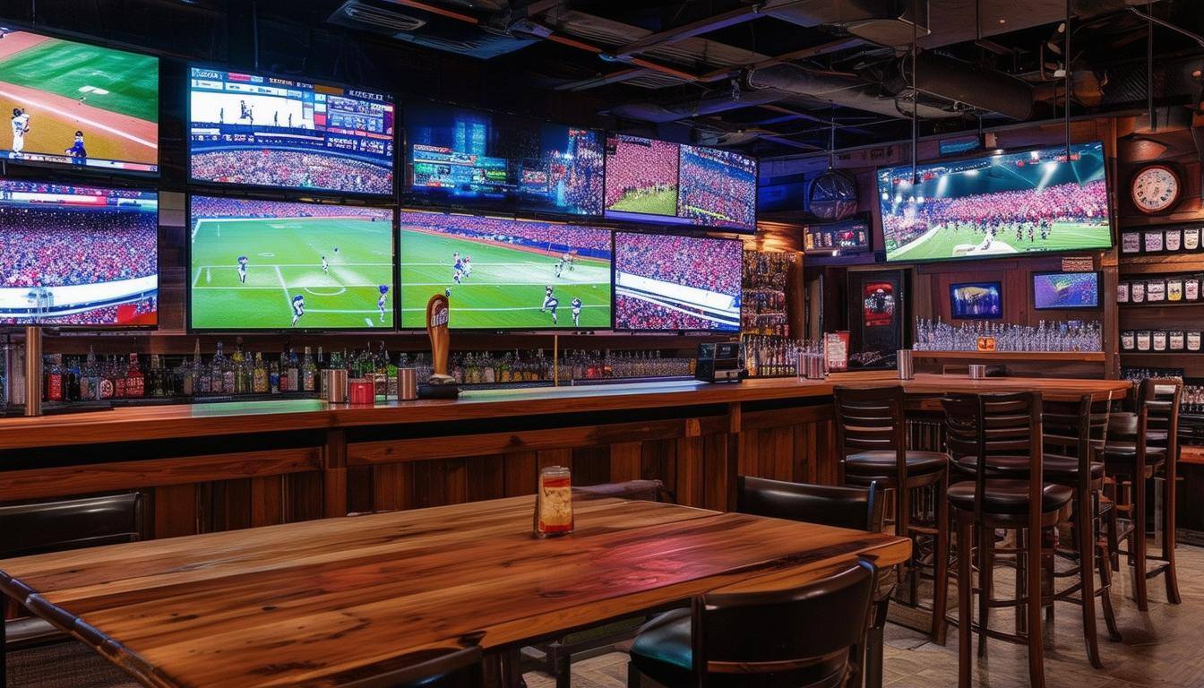 sports bar with TVs